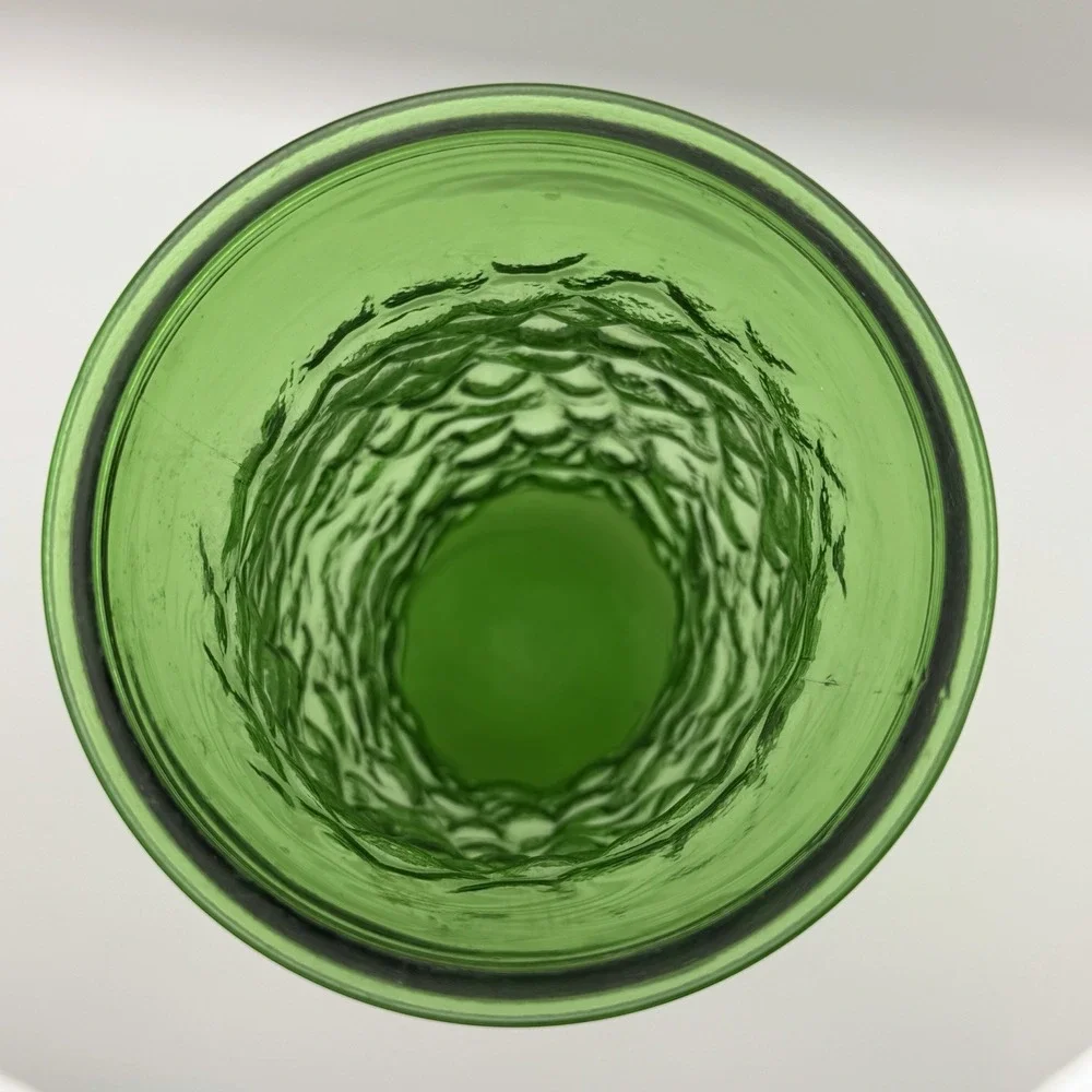 Vintage Art Glass Vase‎ Green Lido Crinkle Tall Textured MCM 9.5